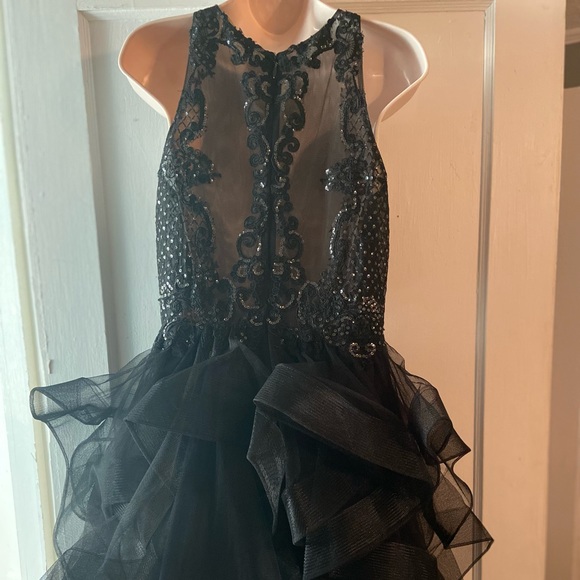 Women’s Formal short black ball gown lace tulle Sz 12 prom cocktail dress - Picture 3 of 7